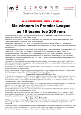 Six Winners in Premier League As 10 Teams Top 200 Runs