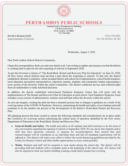 PERT H AMBOY PUBLIC SCHO OLS Administrative Headquarters Building 178 Barracks Street Perth Amboy, NJ 08861 732.376.6200 David A