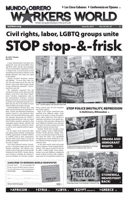 Civil Rights, Labor, LGBTQ Groups Unite STOP Stop-&-Frisk