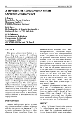 A Revision of Alloschemone Schott (Araceae:Aionstereae)