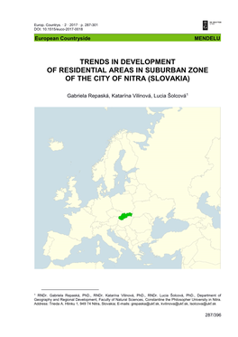 Trends in Development of Residential Areas in Suburban Zone of the City of Nitra (Slovakia)