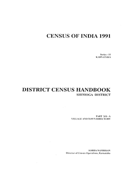 District Census Handbook, Shimoga, Part XII-A, Series-11