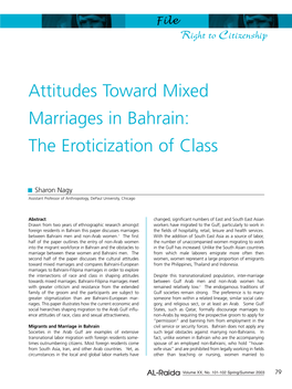 Attitudes Toward Mixed Marriages in Bahrain