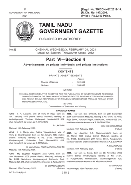 Tamil Nadu Government Gazette