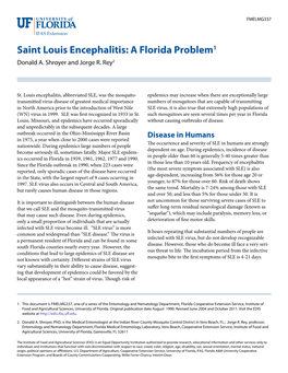 Saint Louis Encephalitis: a Florida Problem1 Donald A