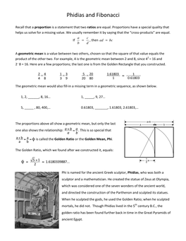 Phidias and Fibonacci