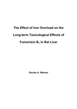 The Effect of Iron Overload on the Long-Term Toxicological Effects of Fumonisin B1 in Rat Liver