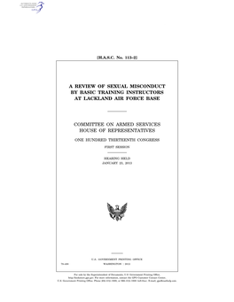 Review of Sexual Misconduct by Basic Training Instructors at Lackland Air Force Base