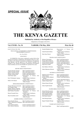 Special Issue the Kenya Gazette