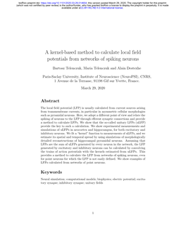 A Kernel-Based Method to Calculate Local Field Potentials from Networks of Spiking Neurons