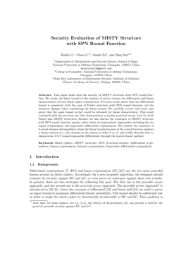 Security Evaluation of MISTY Structure with SPN Round Function