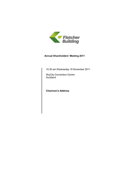 Annual Shareholders' Meeting 2011 10.30 Am