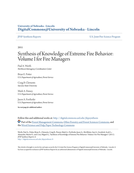 Synthesis of Knowledge of Extreme Fire Behavior: Volume I for Fire Managers Paul A