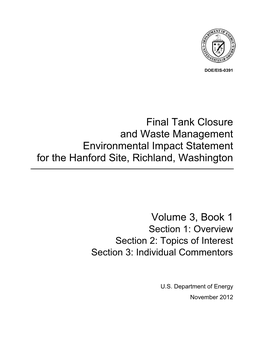 Final Tank Closure and Waste Management Environmental Impact Statement for the Hanford Site, Richland, Washington (TC & WM EIS) (DOE/EIS-0391)