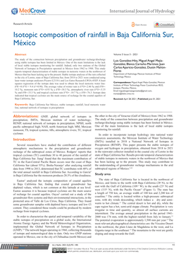 Isotopic Composition of Rainfall in Baja California Sur, México