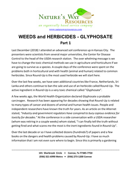 WEEDS and HERBICIDES - GLYPHOSATE Part 1
