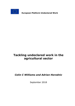 Tackling Undeclared Work in the Agricultural Sector