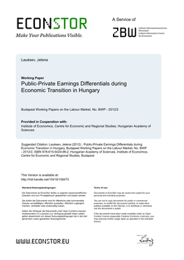 Public-Private Earnings Differentials During Economic Transition in Hungary