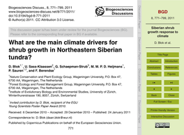 Siberian Shrub Growth Response to Climate