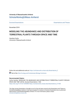 Modeling the Abundance and Distribution of Terrestrial Plants Through Space and Time