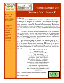 First Christian Church News (Disciples of Christ) Emporia, KS
