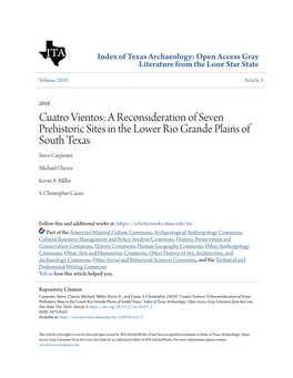 A Reconsideration of Seven Prehistoric Sites in the Lower Rio Grande Plains of South Texas Steve Carpenter