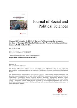 Journal of Social and Political Sciences