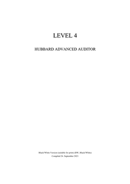 LEVEL 4 II HUBBARD ADVANCED AUDITOR A) Table of Contents, in Checksheet Order