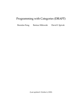 Programming with Categories (DRAFT)