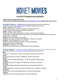 Hdnet Movies July 2013 Program Highlights -Version 1