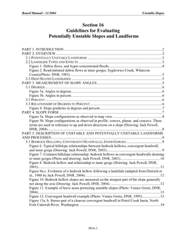 Section 16 Guidelines for Evaluating Potentially Unstable Slopes and Landforms