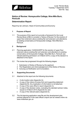 Honeysuckle Cottage, Nine Mile Burn, Penicuik Determination Report