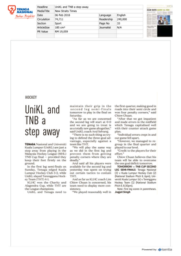 Unikl and TNB a Step Away