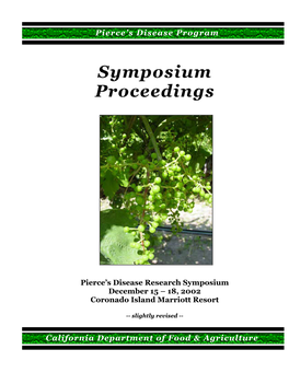 Pierce's Disease Research Symposium Proceedings