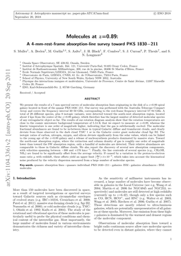 Molecules at Z=0.89 Be Observed in Emission Because of Distance Dilution