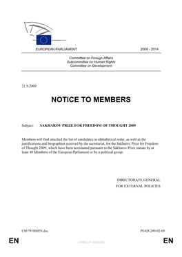 En En Notice to Members