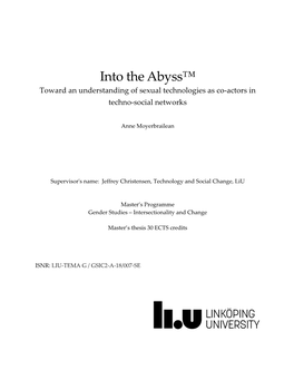 Into the Abyss™ Toward an Understanding of Sexual Technologies As Co-Actors in Techno-Social Networks