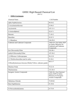 MCG High Hazard Chemical List