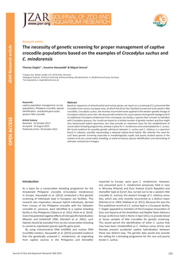 The Necessity of Genetic Screening for Proper Management of Captive