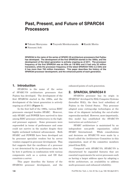 Past, Present, and Future of SPARC64 Processors