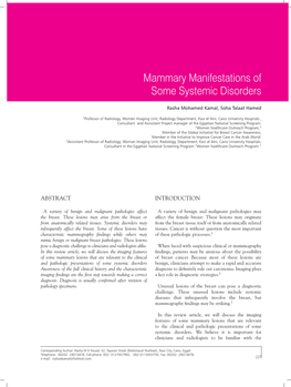 Mammary Manifestations of Some Systemic Disorders