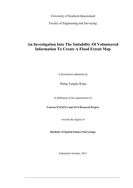 An Investigation Into the Suitability of Volunteered Information to Create a Flood Extent Map