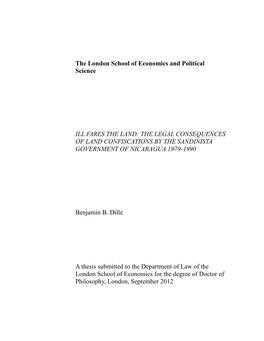 The London School of Economics and Political Science ILL FARES the LAND: the LEGAL CONSEQUENCES of LAND CONFISCATIONS by THE