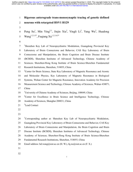 Rigorous Anterograde Trans-Monosynaptic Tracing Of