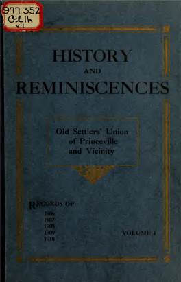 History and Reminiscences, from the Records of Old Settlers Union Of