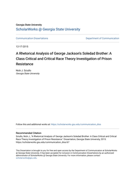 A Rhetorical Analysis of George Jackson's Soledad Brother: a Class Critical and Critical Race Theory Investigation of Prison Resistance