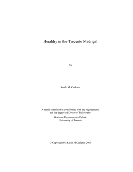 Heraldry in the Trecento Madrigal