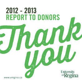 2012 - 2013 Report to Donors
