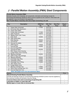 J - Parallel Motion Assembly (PMA) Steel Components