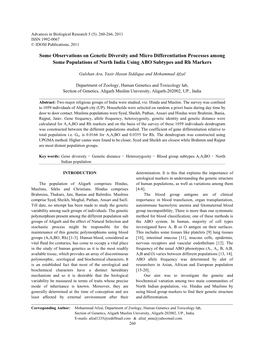 Some Observations on Genetic Diversity and Micro Differentiation Processes Among Some Populations of North India Using ABO Subtypes and Rh Markers